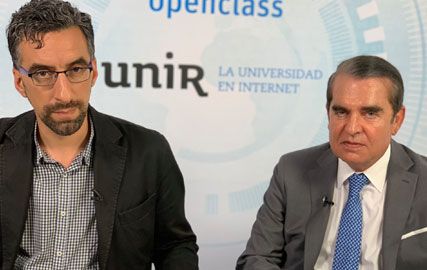 Juan Ignacio Navas durante su ponencia sobre derecho de la Unión Europea en la Universidad UNIR